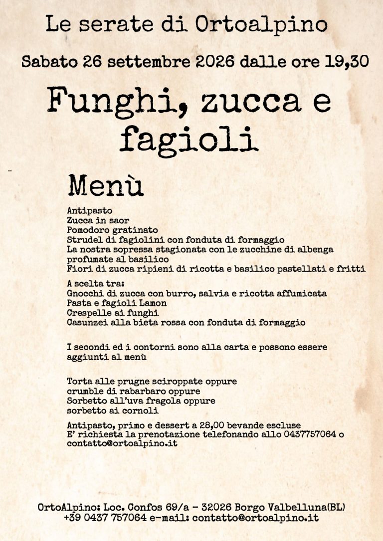 Funghi, zucca e fagioli – Sabato 26 settembre
